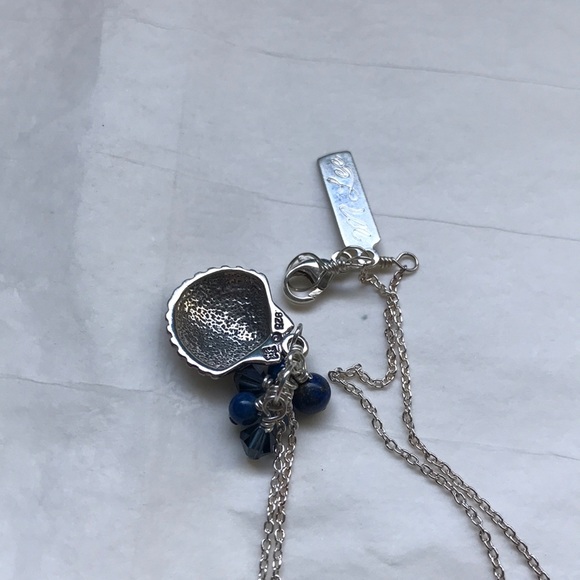 M Lee Silver seashell & lapis bead necklace - Picture 6 of 6